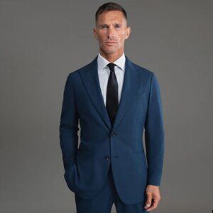 Sene Soho Flex Tech Sport Coat Stretch Blazer Navy Blue Custom Sized